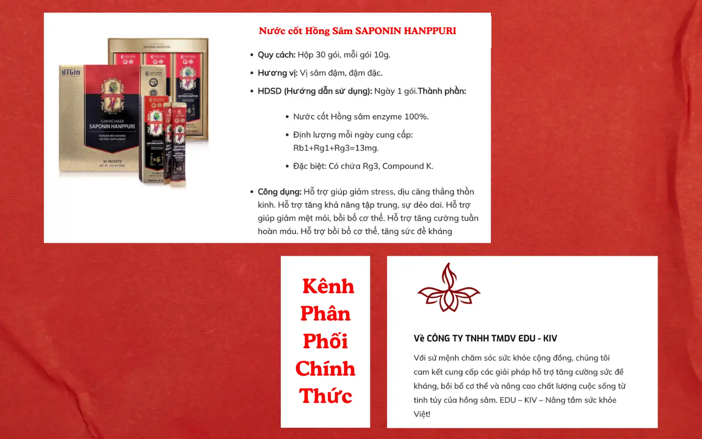 Cách nhận biết Hồng Sâm SAPONIN HANPPURI (EU) chính hãng để tránh "tiền mất tật mang" 4 Nhận biết Hồng Sâm SAPONIN HANPPURI (EU) chính hãng từ nhân sâm KIV