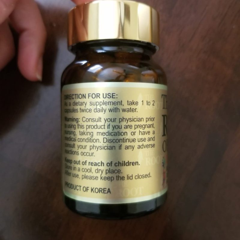 Viên Hồng Sâm The Root Rg3 mặt sau vỏ lọ