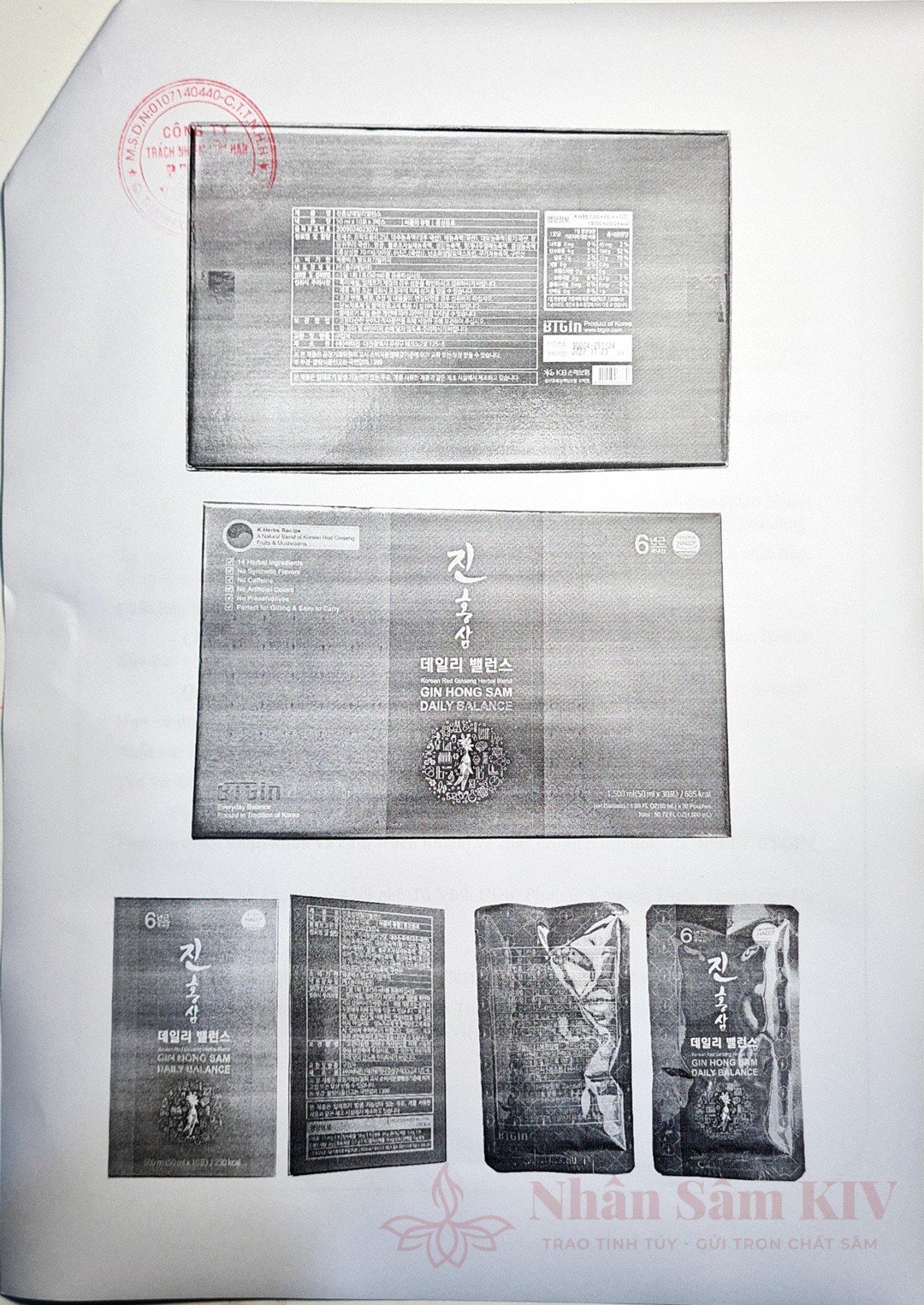 Nhãn phụ Gin Hồng Sâm Daily Balance 2